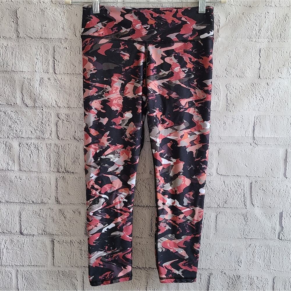 Fabletics Mid Rise PowerHold Black And Pink‎ Colorful Leggings SZ XS